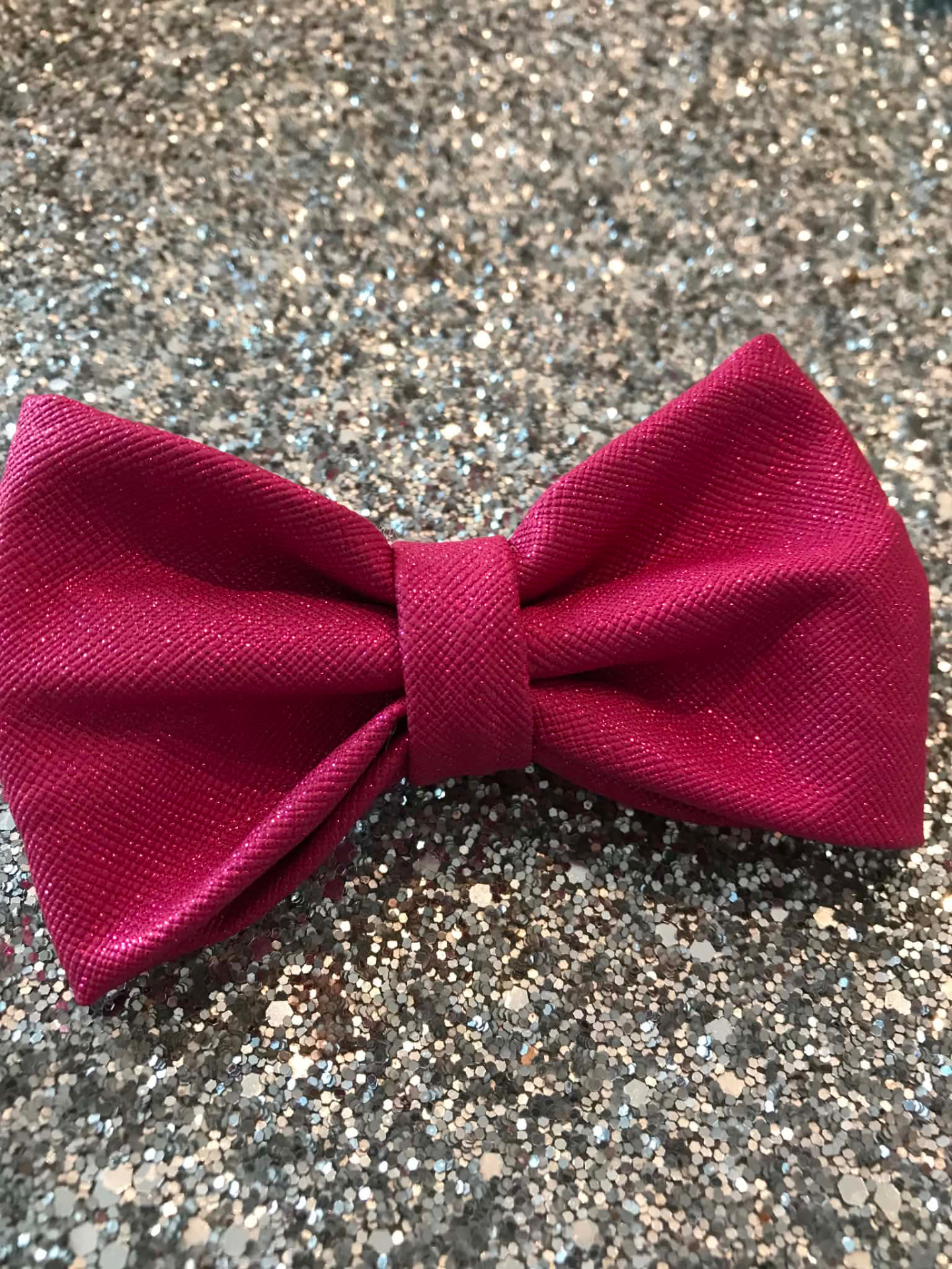 Pink shimmer handcrafted dog bow tie