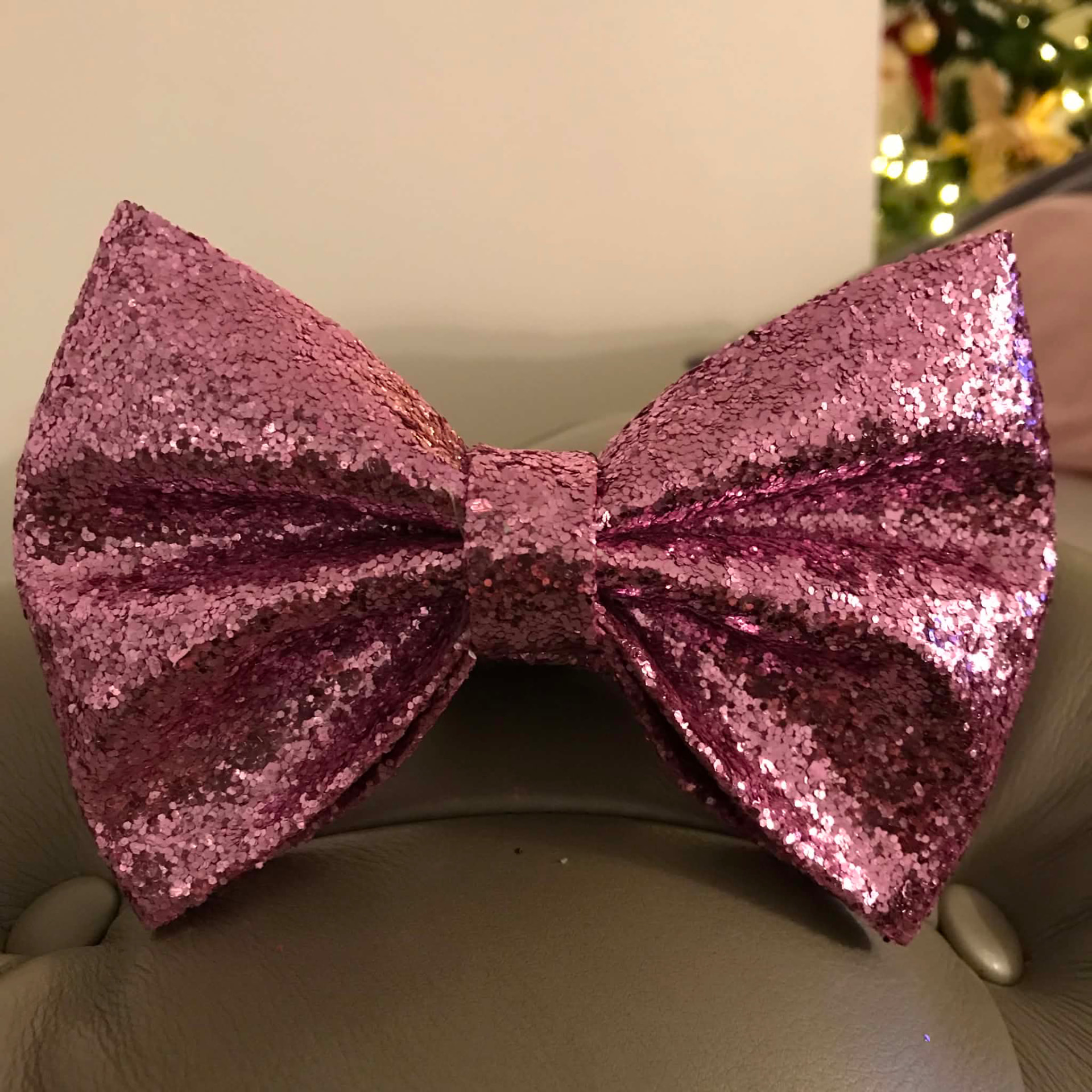 Pink sparkle dog bow tie